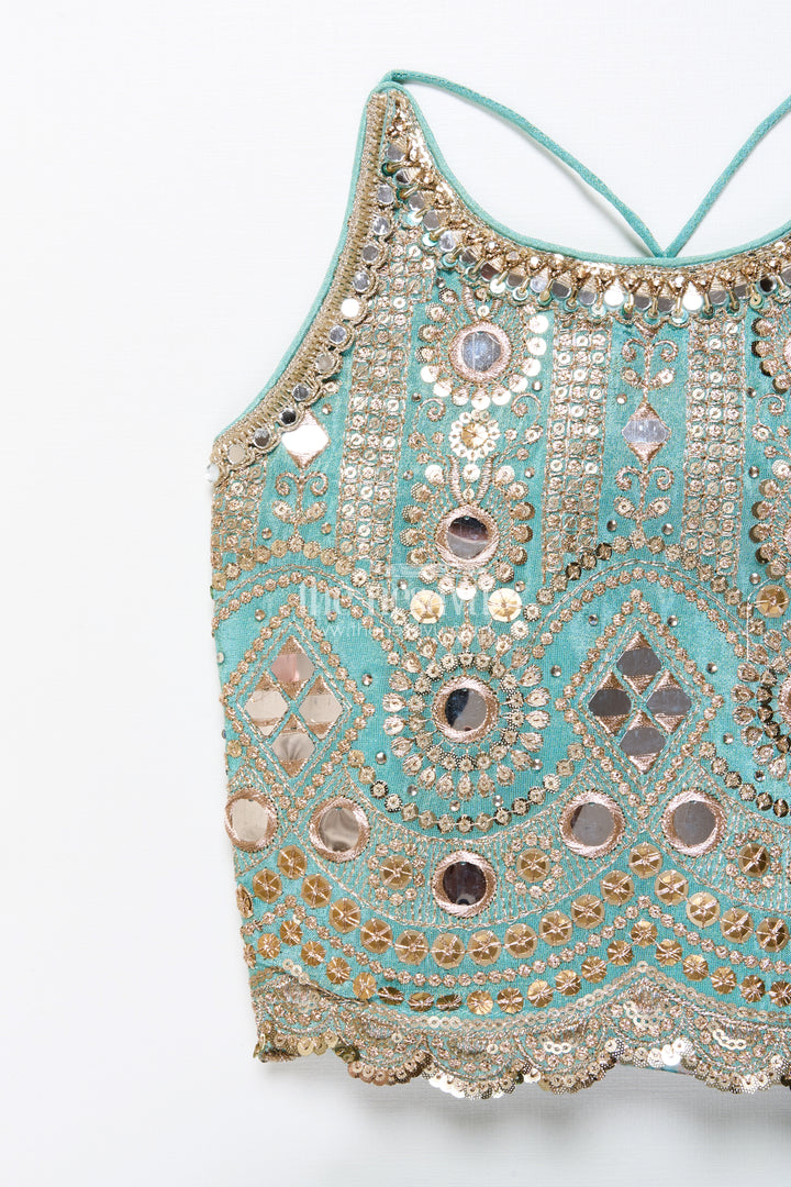Mirror work lehenga choli for baby girl for weddings and birthdays