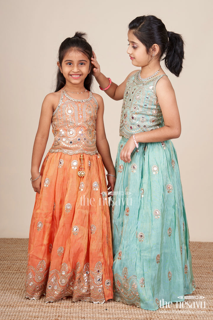 Baby girl mirror work lehenga choli for wedding and festive wear