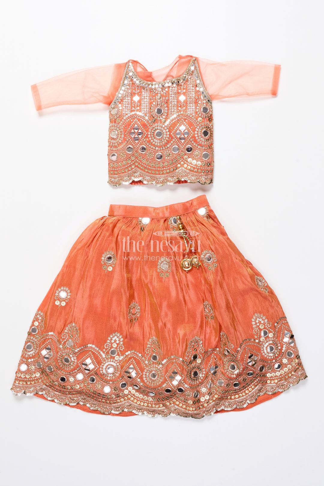 Baby girl mirror work lehenga choli for wedding and festive wear