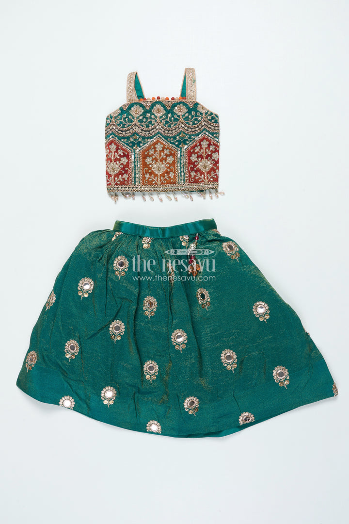 Girls Lehenga Choli with Mirror Embroidery for Festive Functions and Family Celebrations