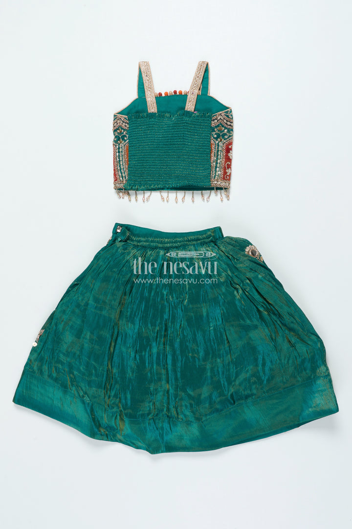 Girls Lehenga Choli with Mirror Embroidery for Festive Functions and Family Celebrations