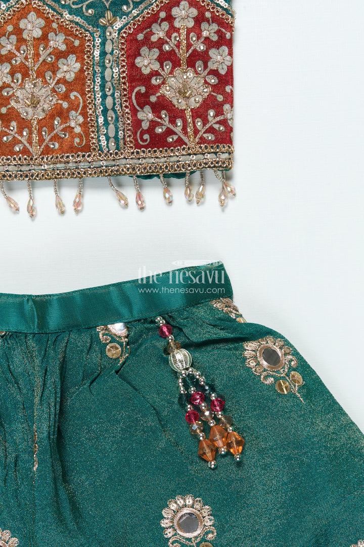 Girls Lehenga Choli with Mirror Embroidery for Festive Functions and Family Celebrations