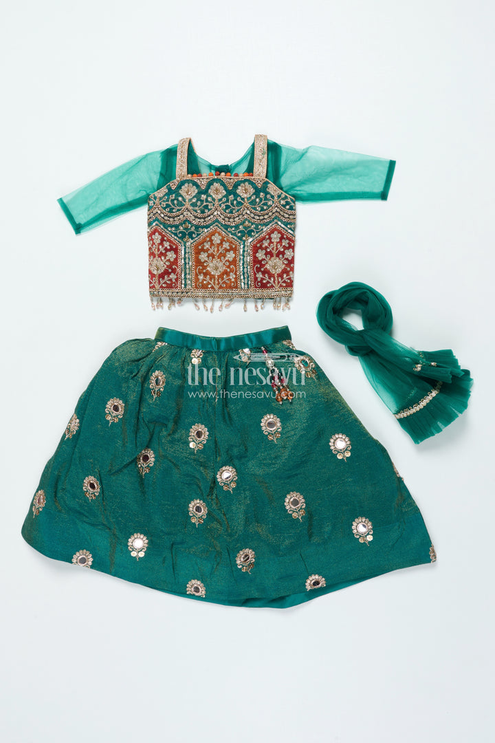 Girls Lehenga Choli with Mirror Embroidery for Festive Functions and Family Celebrations