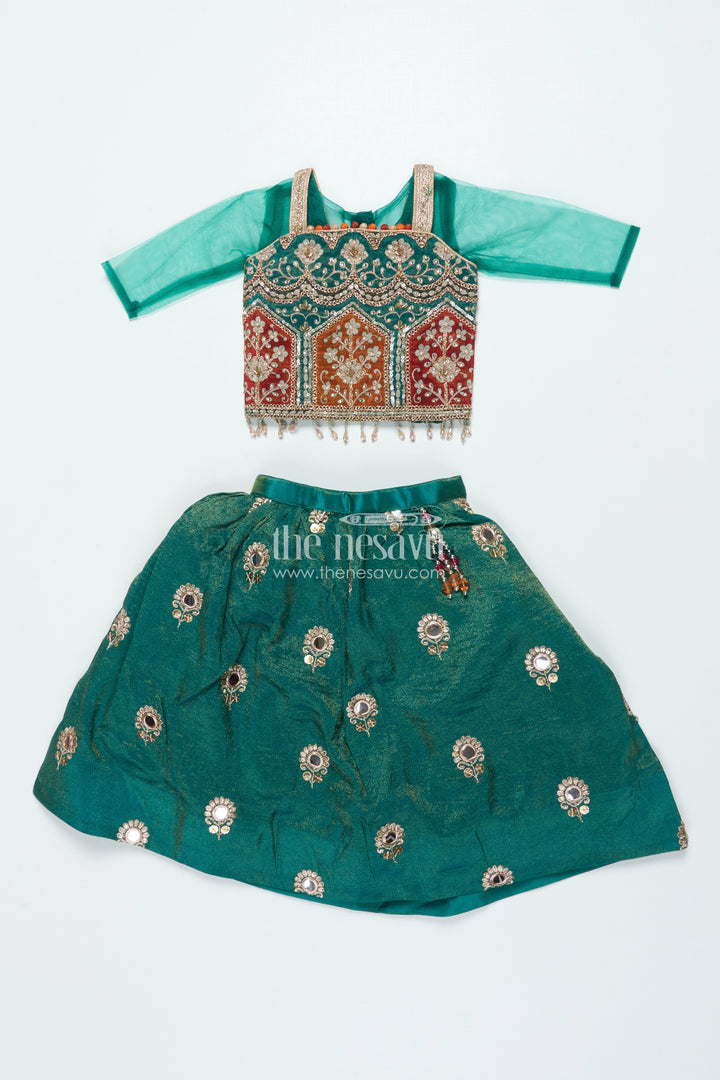 Girls Lehenga Choli with Mirror Embroidery for Festive Functions and Family Celebrations