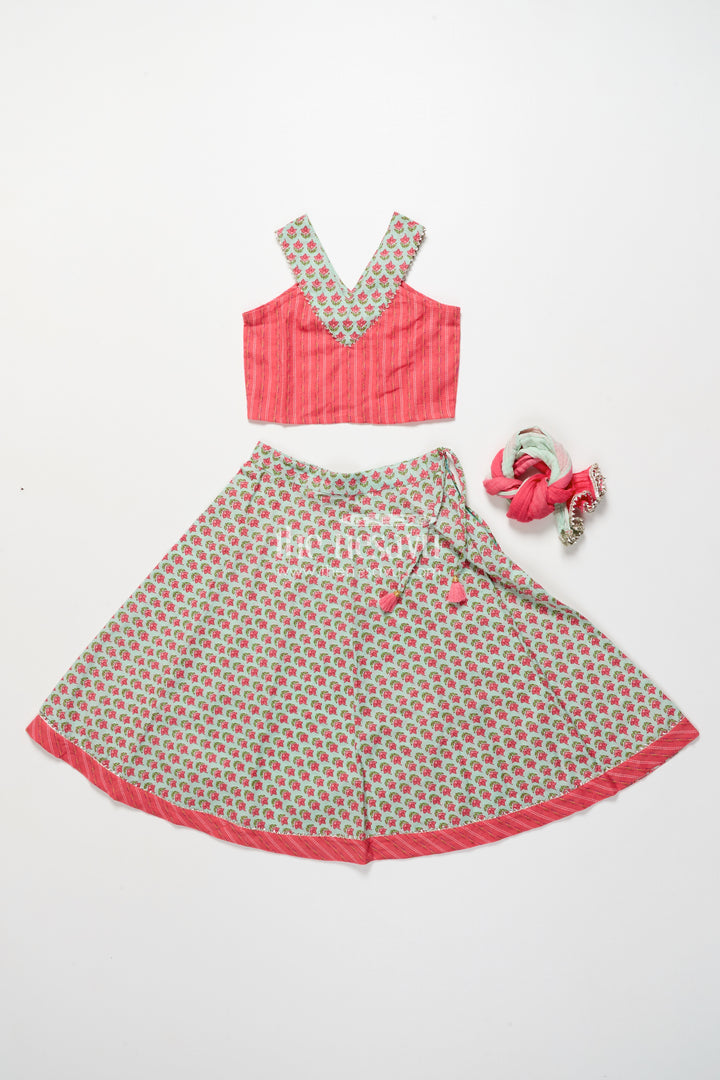 Toddler girl cotton lehenga set for casual celebrations and ethnic school days
