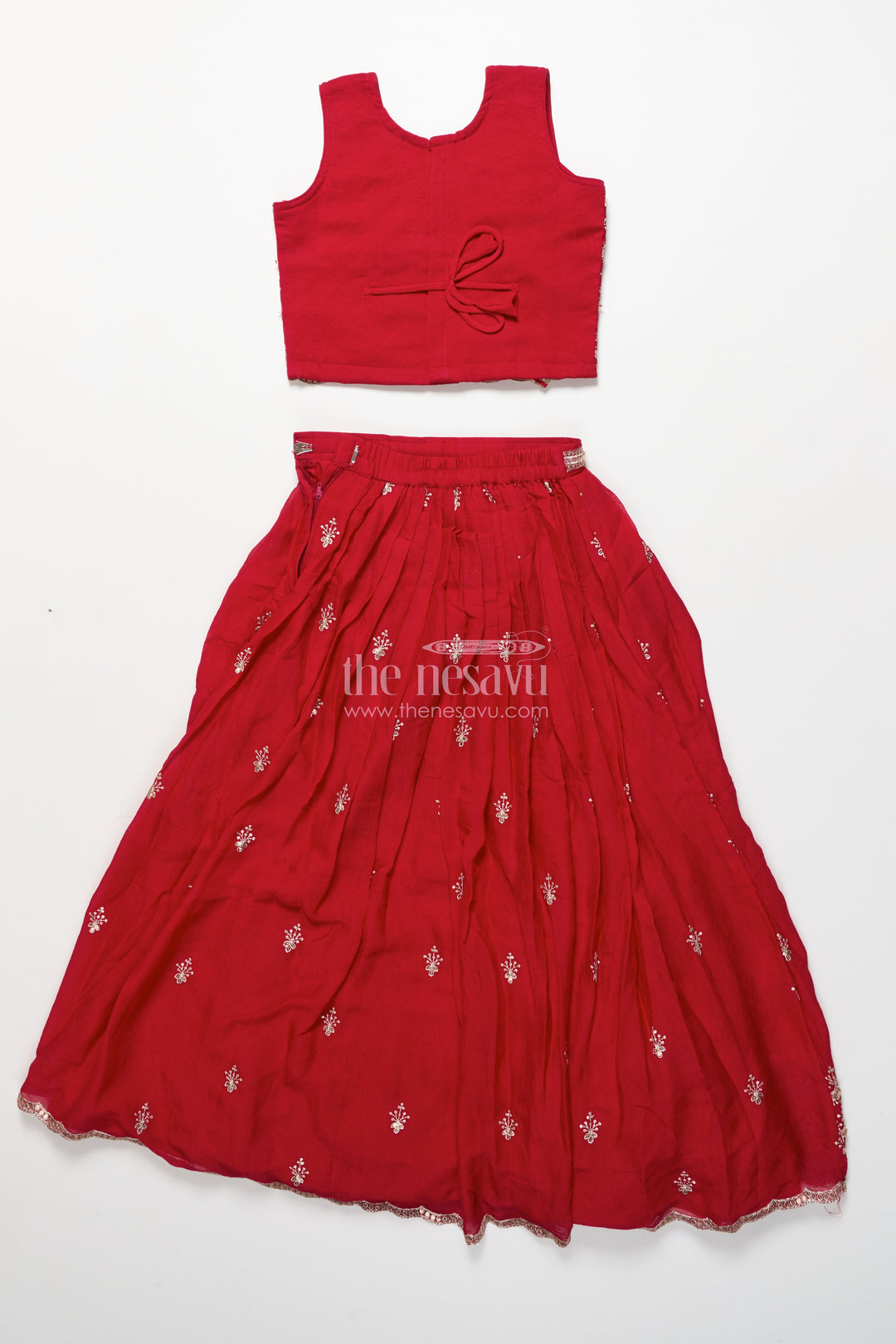 Girls red georgette lehenga choli for weddings and festive occasions