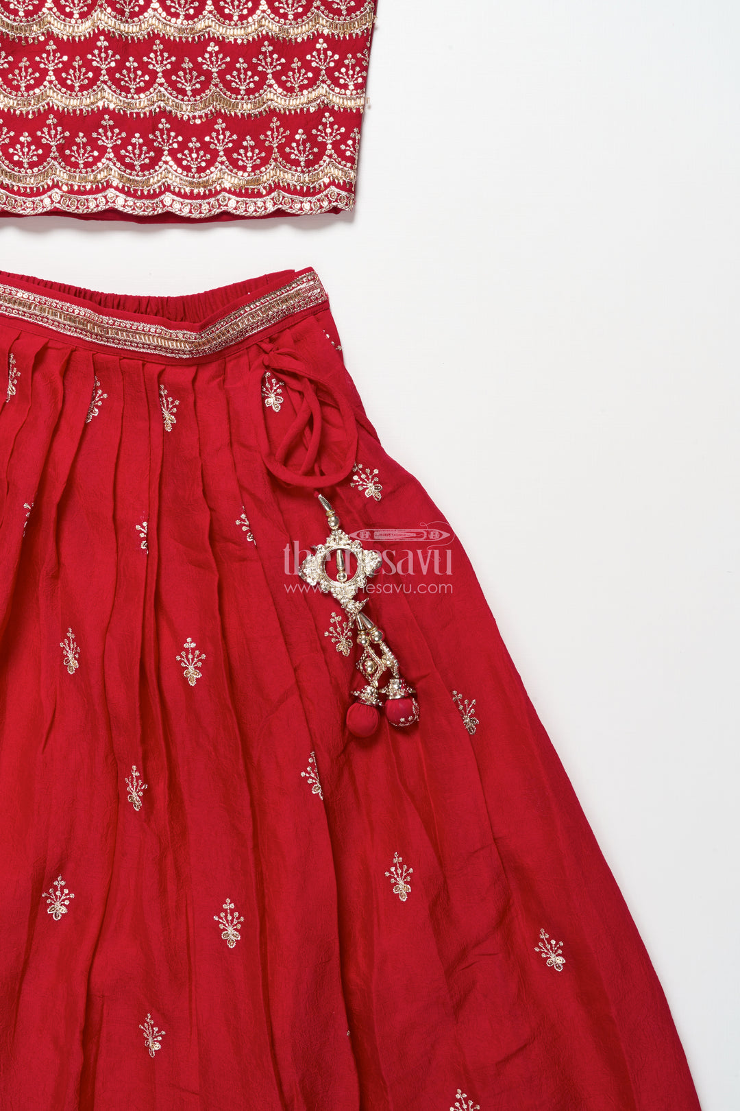 Girls red georgette lehenga choli for weddings and festive occasions