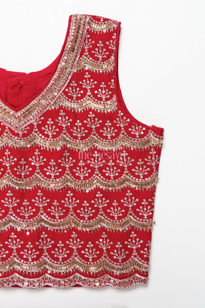 Girls red georgette lehenga choli for weddings and festive occasions