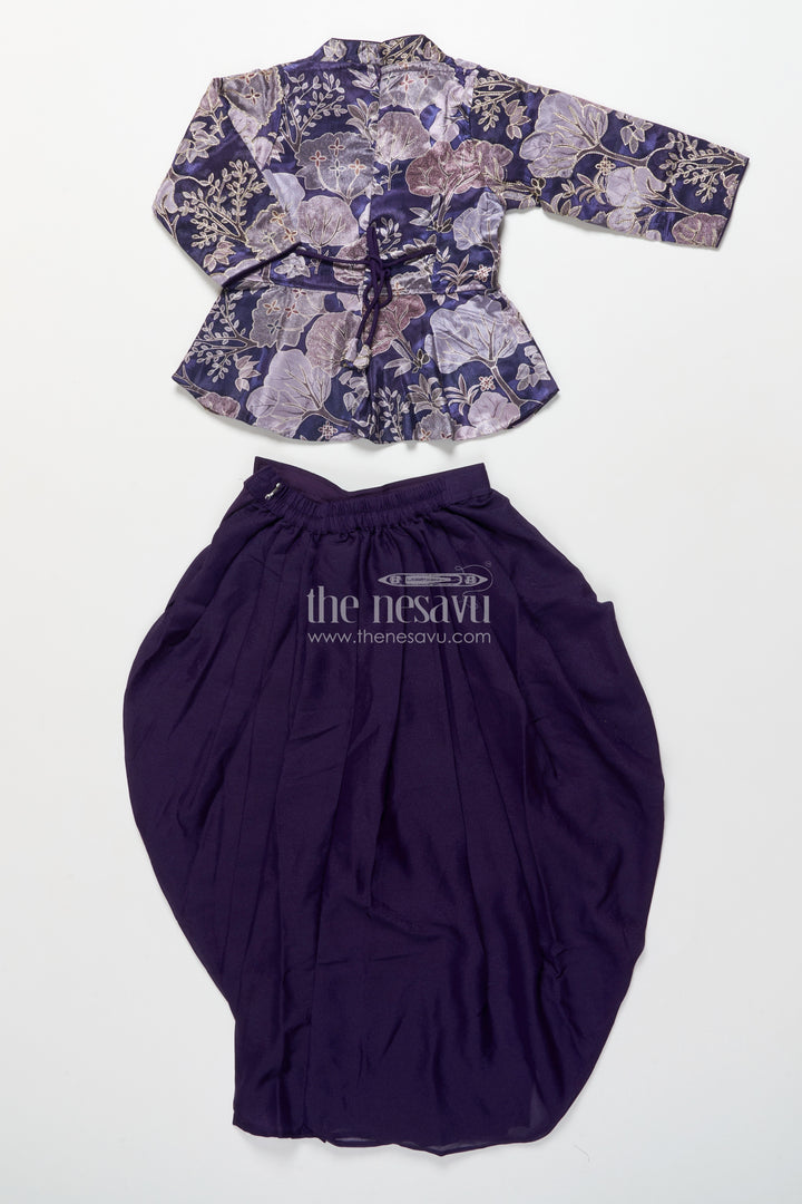 Girls fancy purple lehenga set with jacket for weddings and special occasions