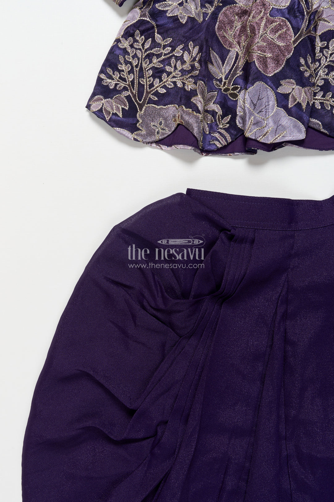 Girls fancy purple lehenga set with jacket for weddings and special occasions