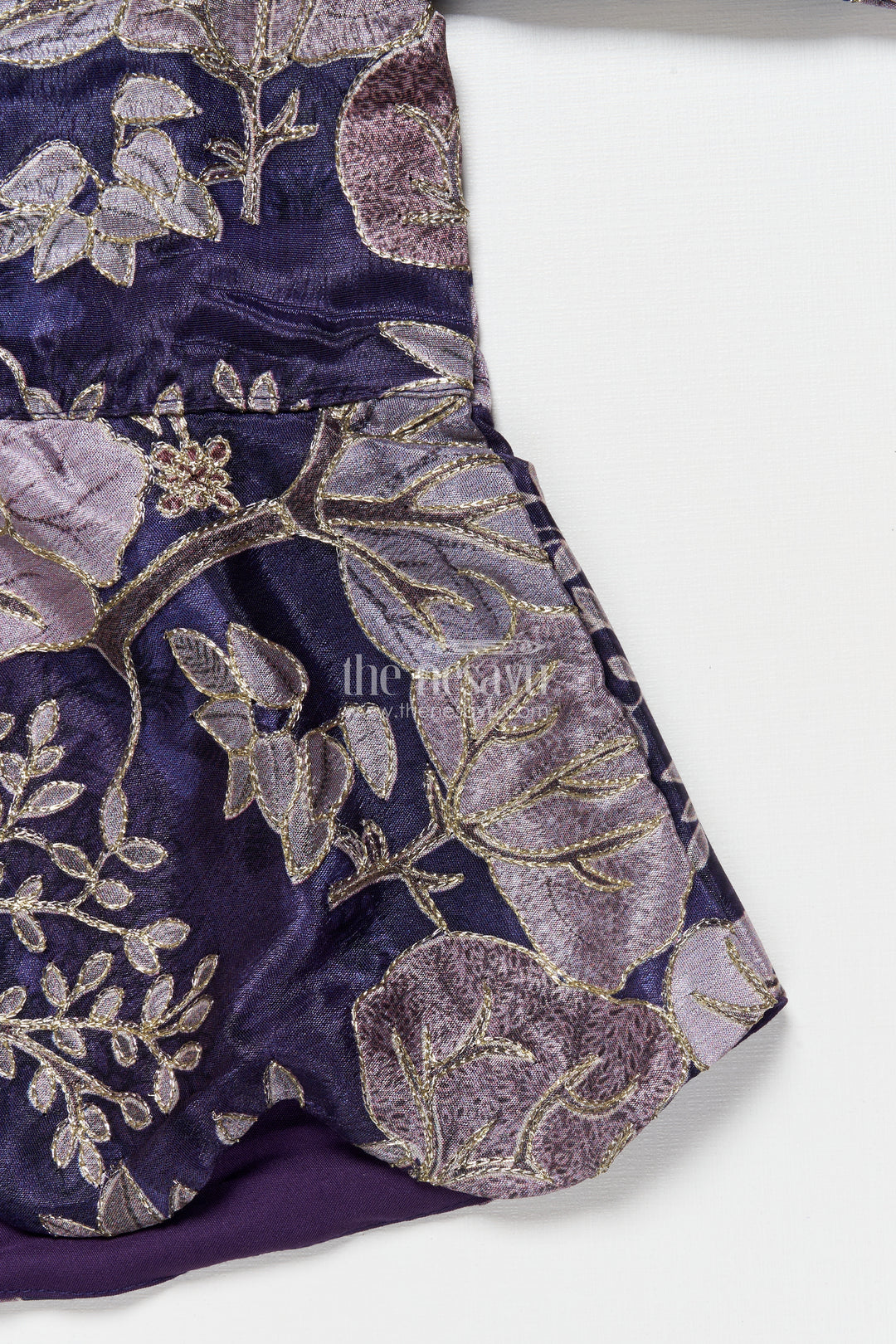 Girls fancy purple lehenga set with jacket for weddings and special occasions