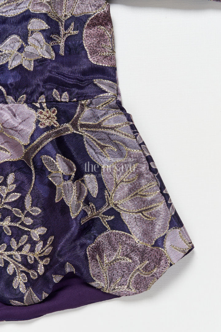Girls fancy purple lehenga set with jacket for weddings and special occasions