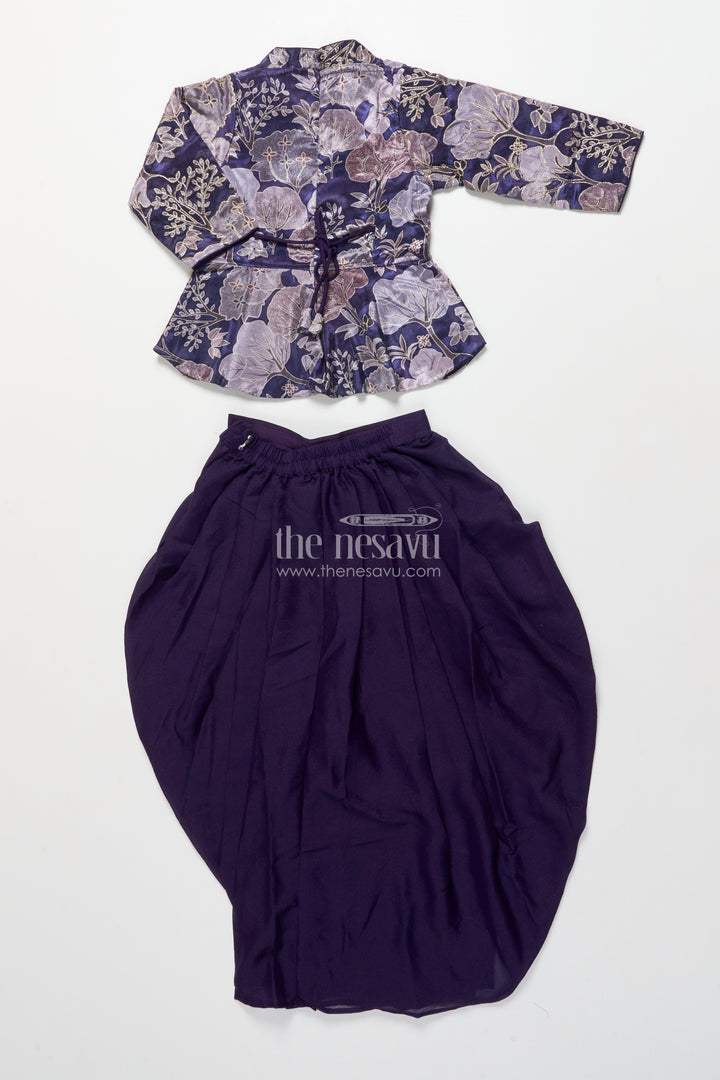 Girls fancy purple lehenga set with jacket for weddings and special occasions