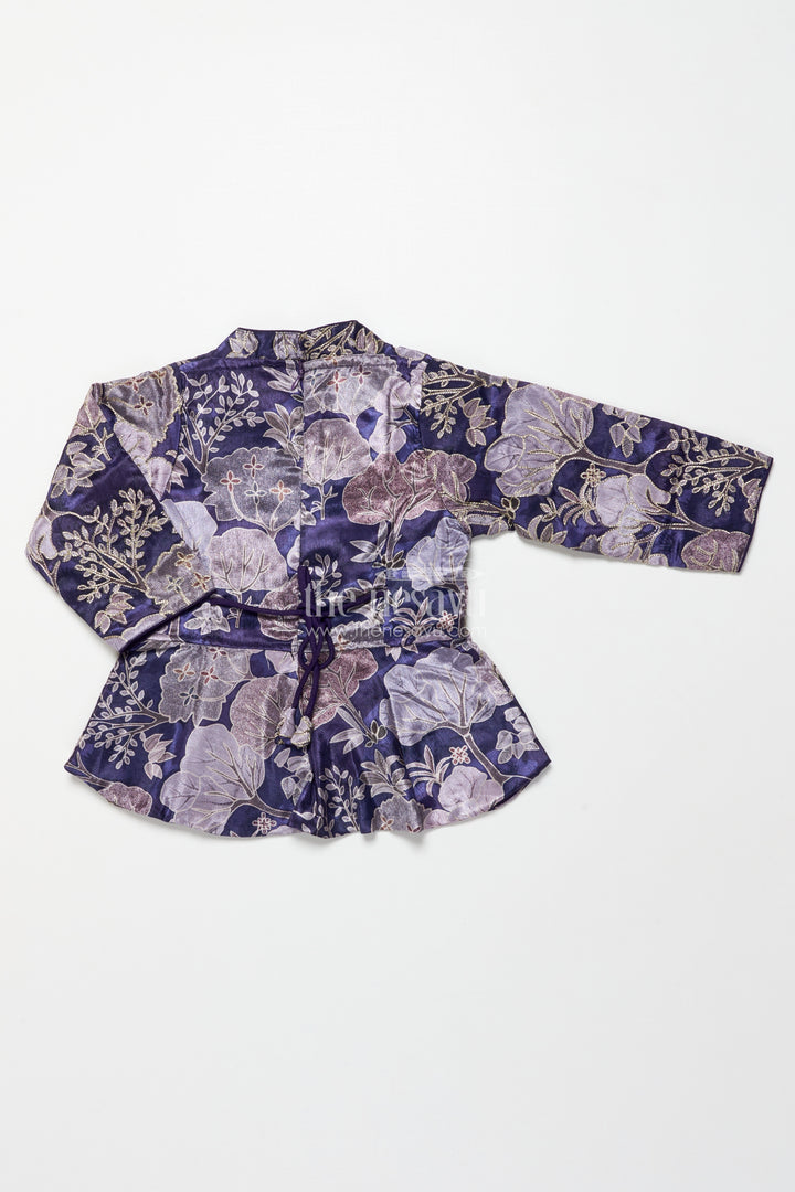 Girls fancy purple lehenga set with jacket for weddings and special occasions