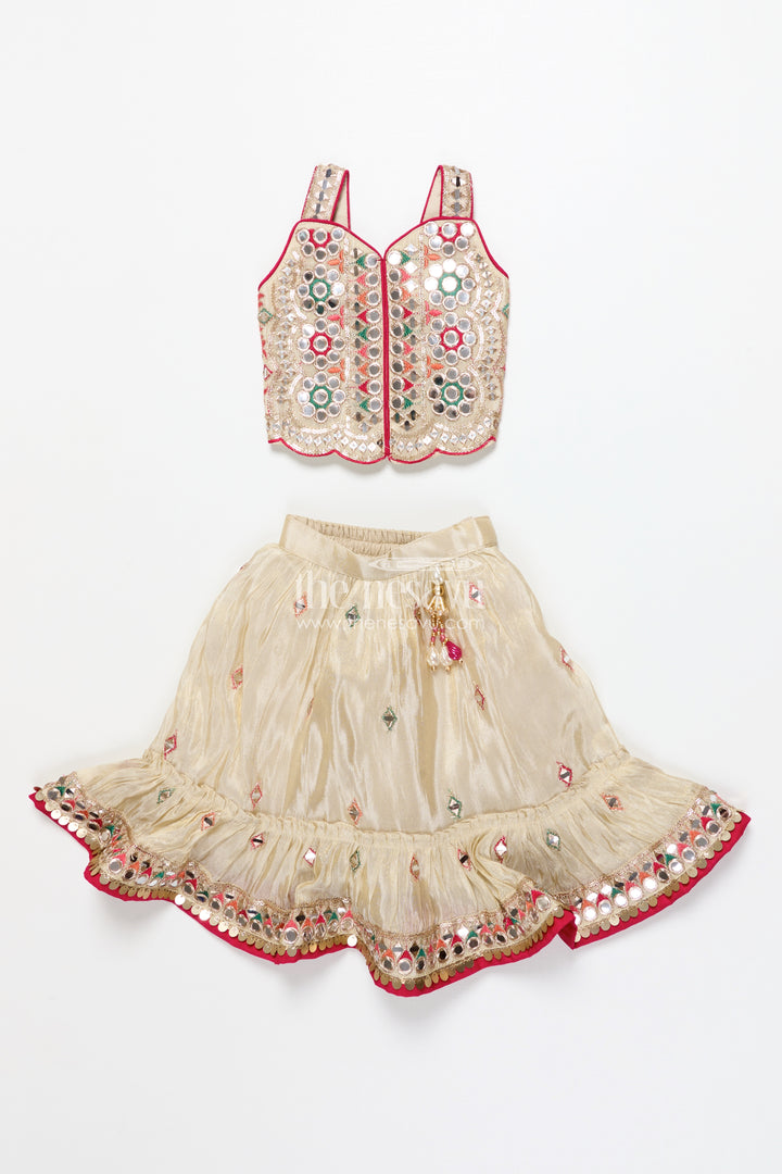 Girls Lehenga Choli with Mirror Work and Festive Design
