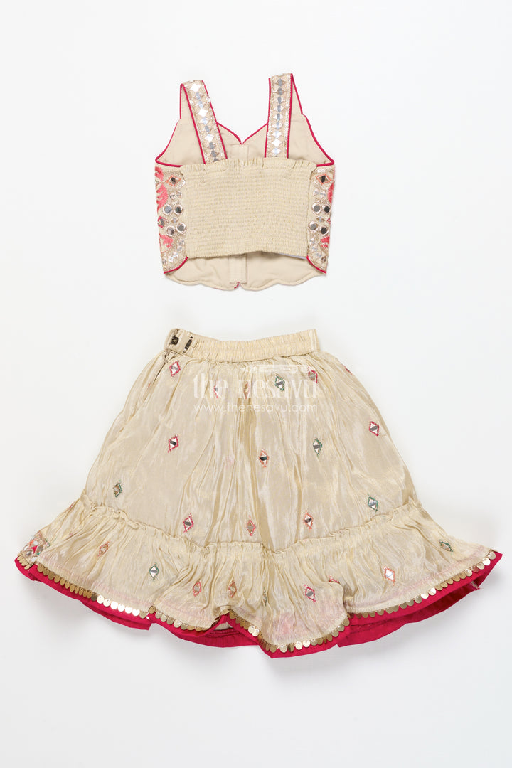 Girls Lehenga Choli with Mirror Work and Festive Design