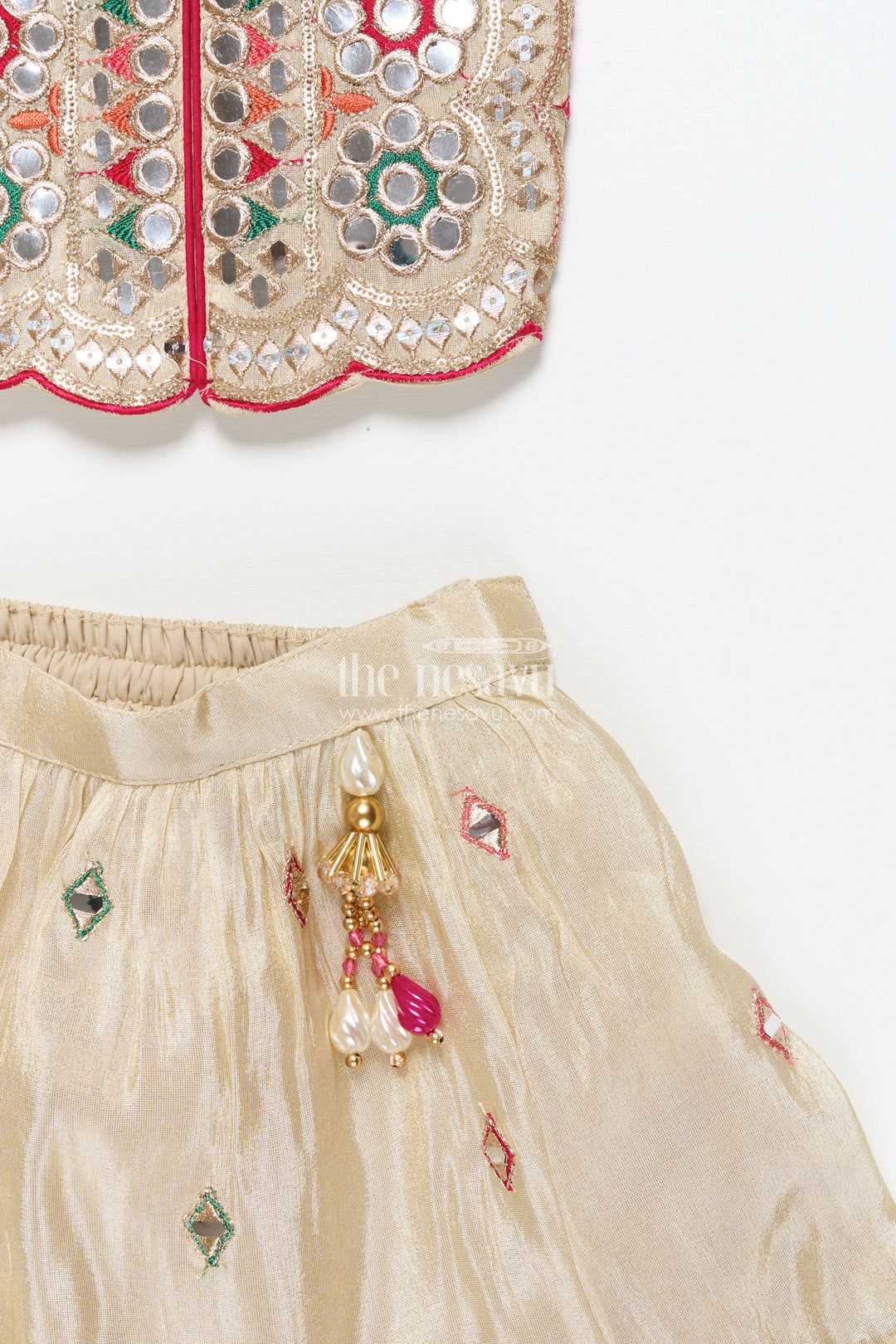 Girls Lehenga Choli with Mirror Work and Festive Design