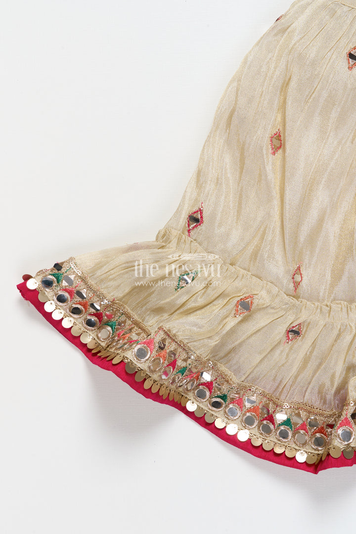 Girls Lehenga Choli with Mirror Work and Festive Design