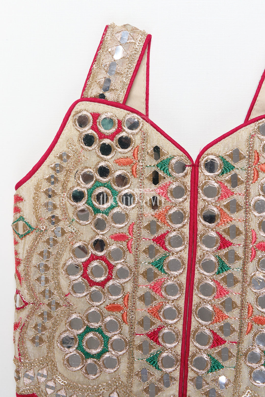 Girls Lehenga Choli with Mirror Work and Festive Design