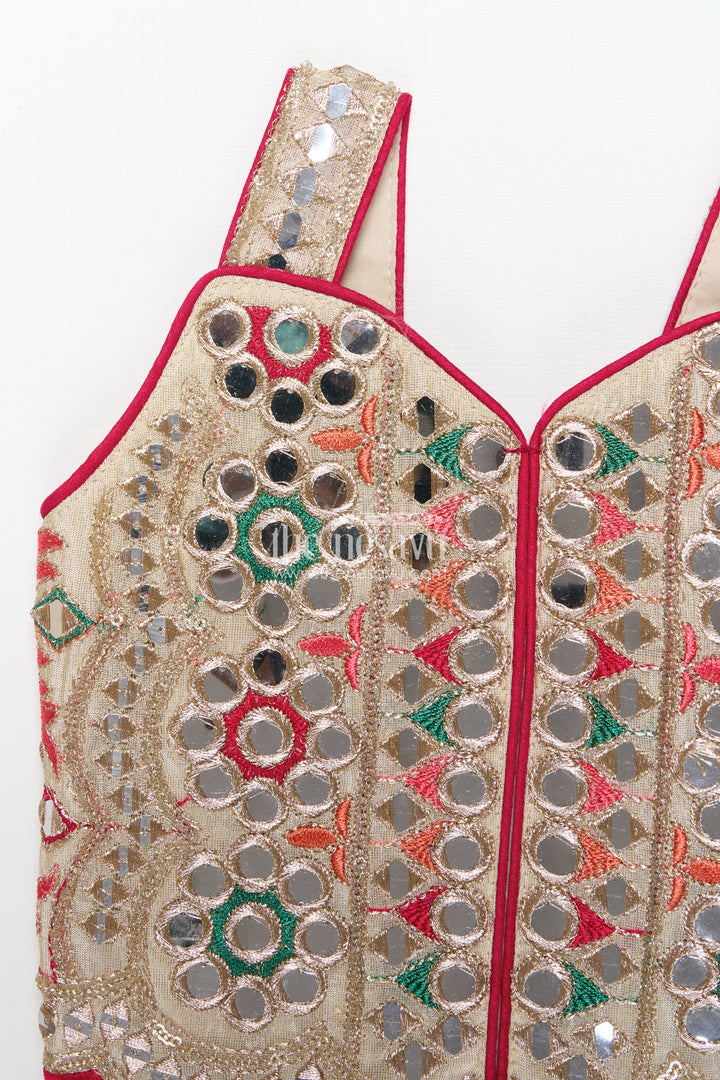 Girls Lehenga Choli with Mirror Work and Festive Design