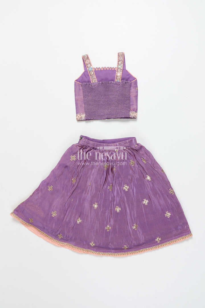 Girls Festive Lehenga Choli with Mirror Work and Designer Yoke