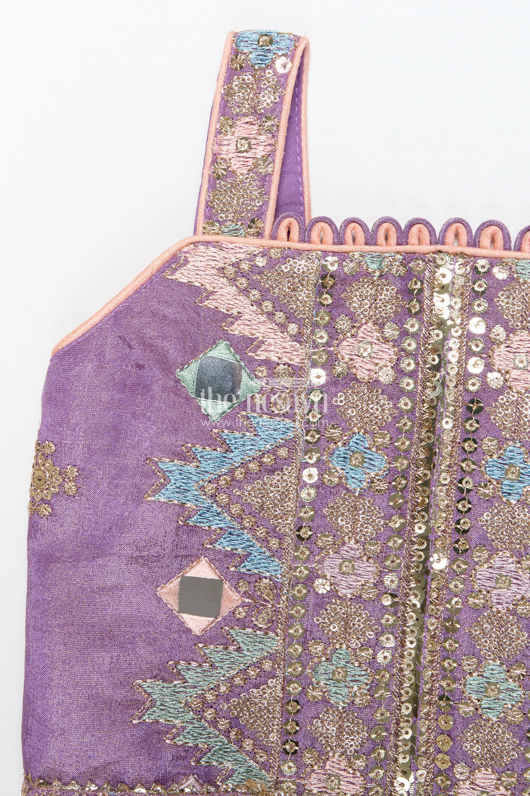 Girls Festive Lehenga Choli with Mirror Work and Designer Yoke