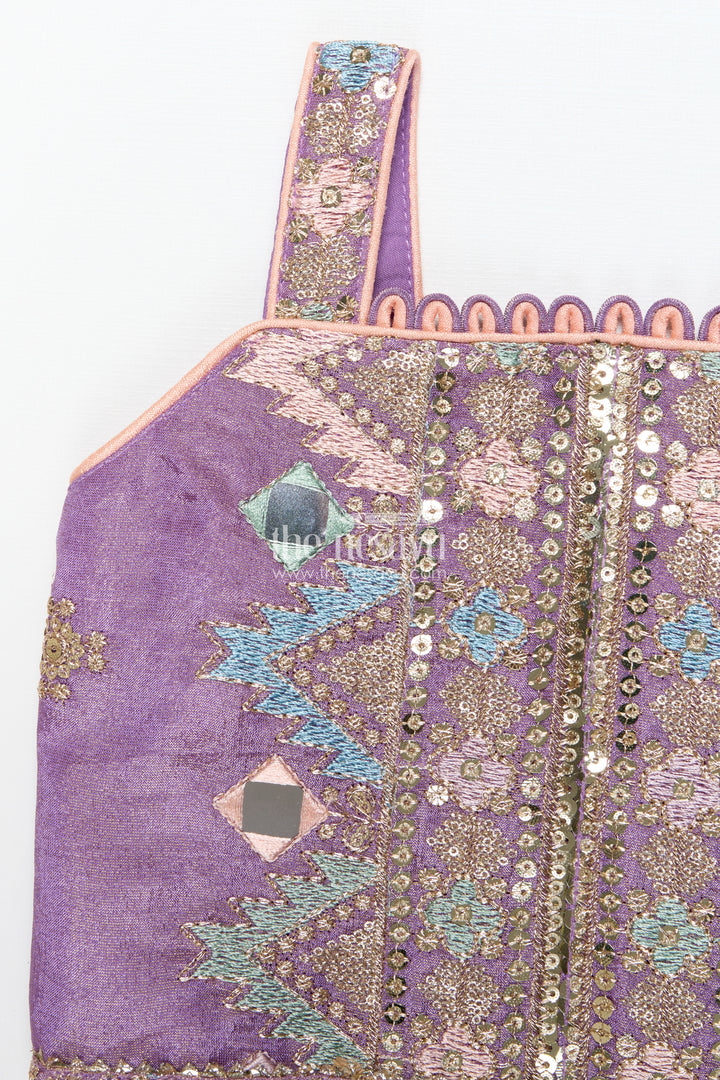 Girls Festive Lehenga Choli with Mirror Work and Designer Yoke