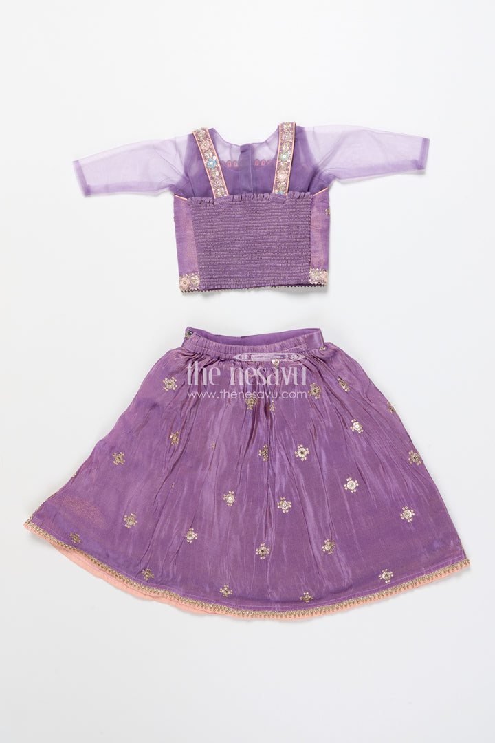 Girls Festive Lehenga Choli with Mirror Work and Designer Yoke