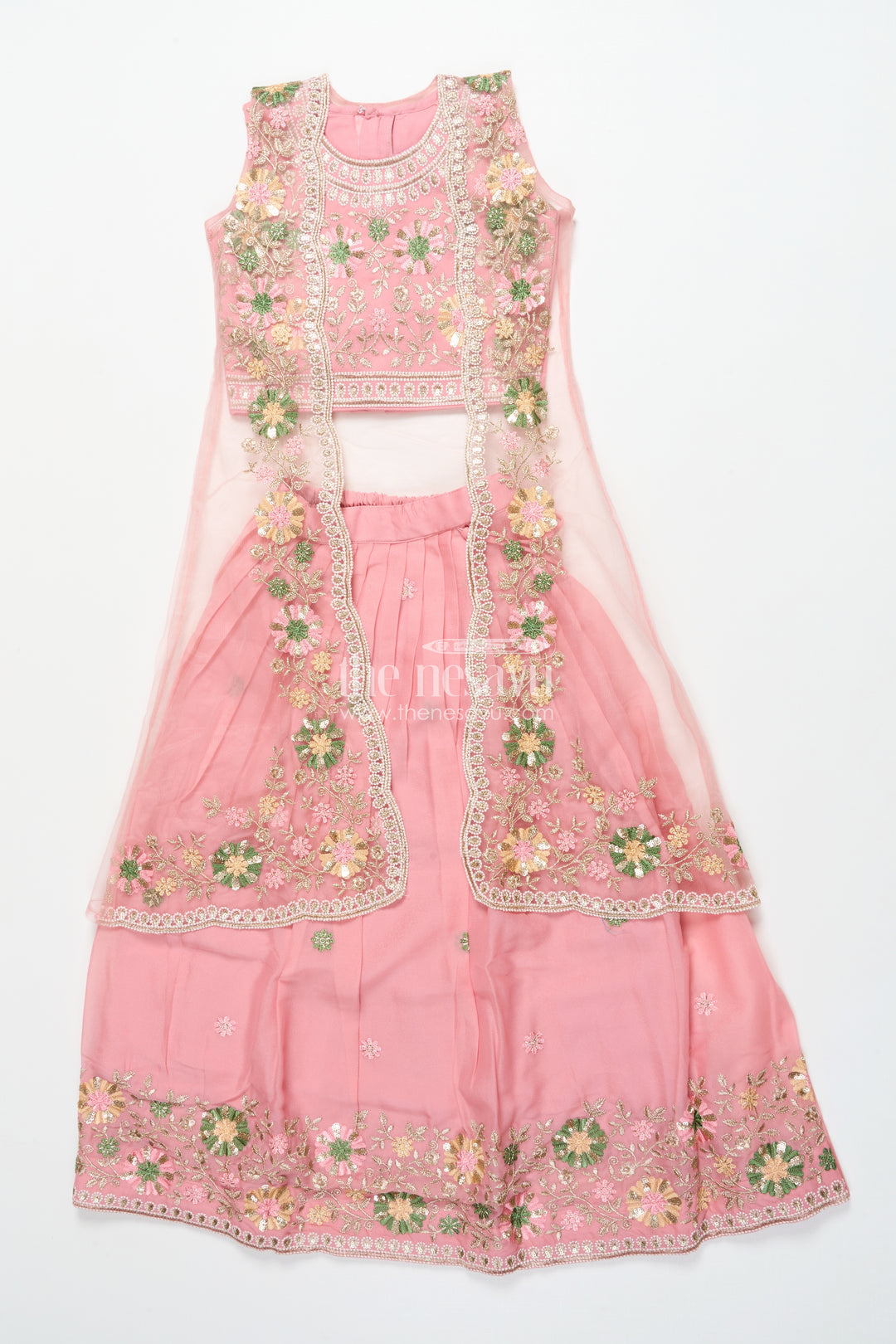 Girls Ethnic Lehenga with Long Shrug for Festive and Wedding Occasions