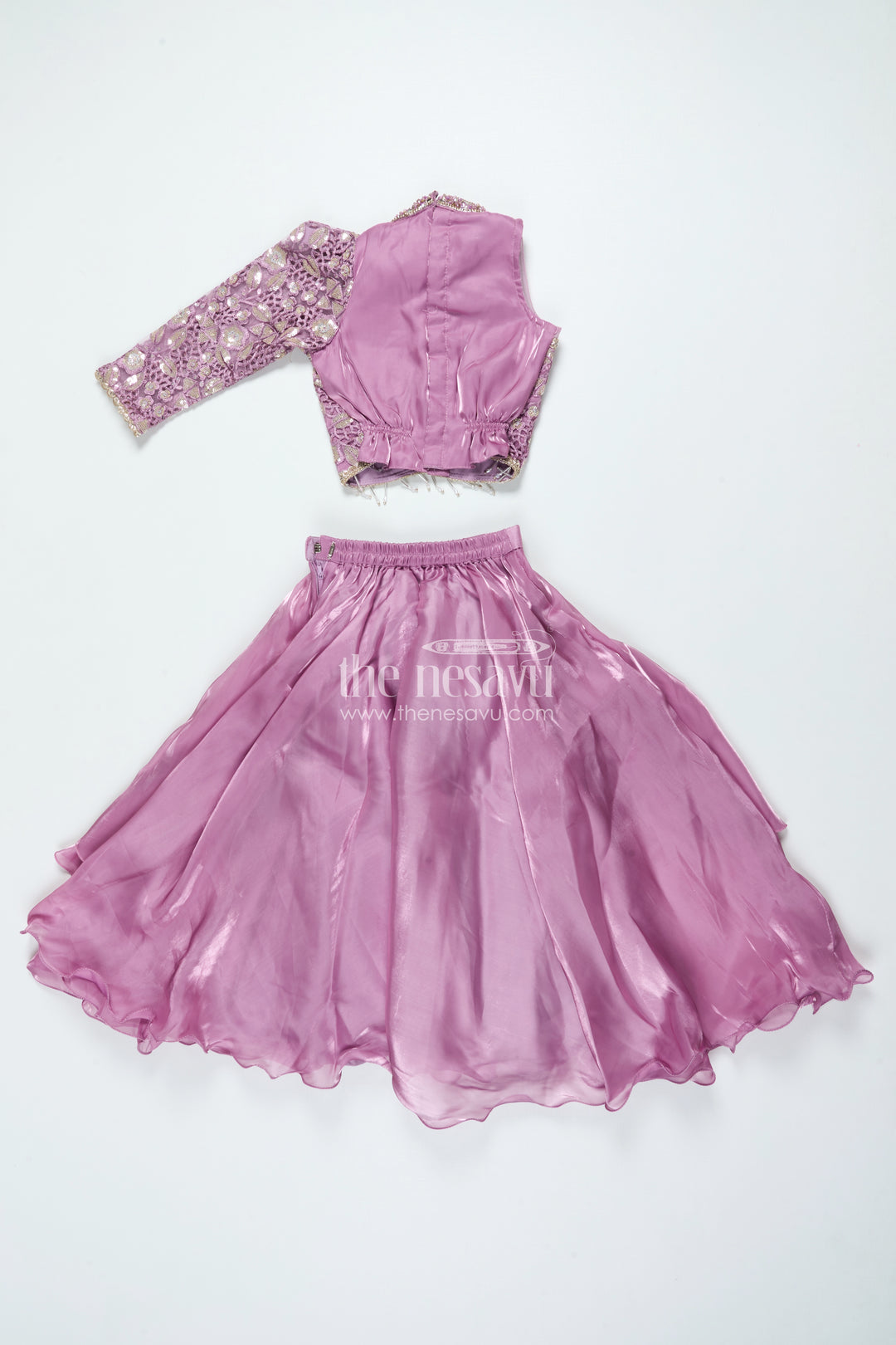 Ruffled Organza Lehenga Choli for Girls with Designer Yoke for Birthday Parties and Sangeet
