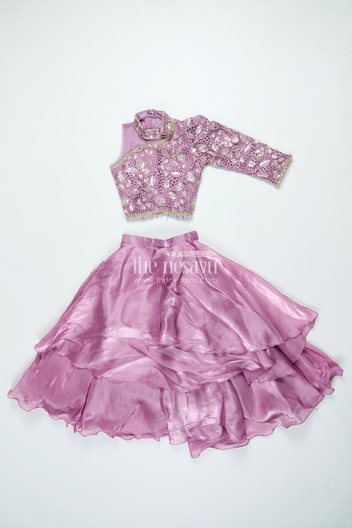 Ruffled Organza Lehenga Choli for Girls with Designer Yoke for Birthday Parties and Sangeet