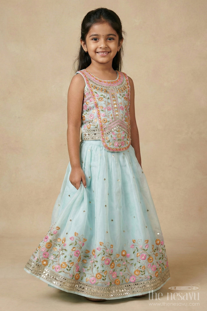 Girls Floral Embroidered Lehenga Set for Weddings and Cultural Celebrations
