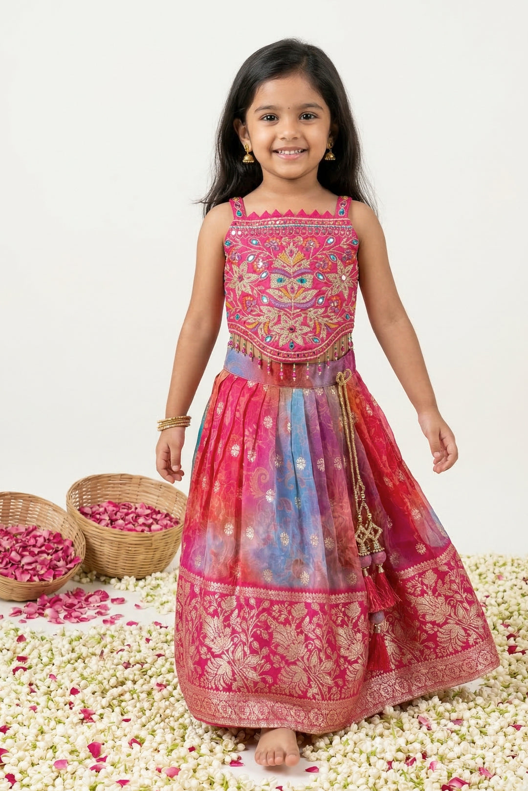 Girls Mirror Work Lehenga for Wedding and Festive Wear