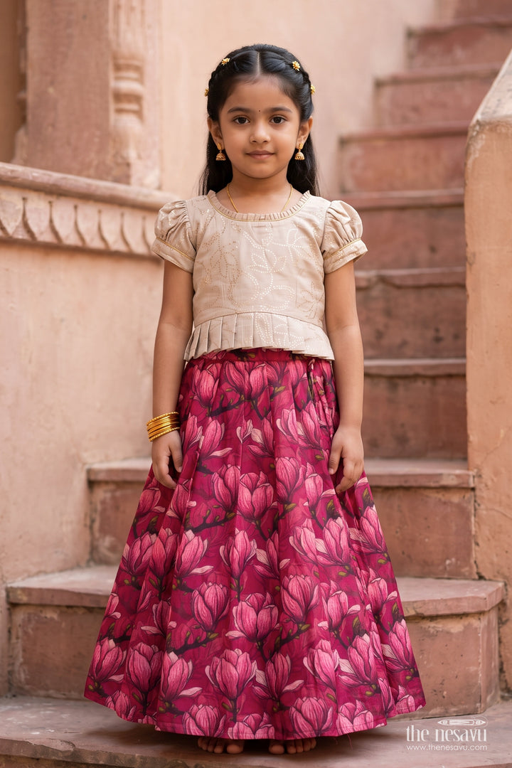 Pattu Pavadai for Girls in Pink with an Occasion Ready Finish