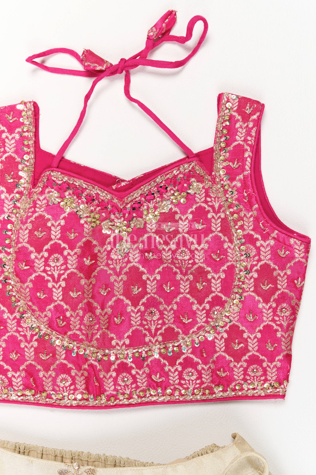 Girls Lehenga Choli in Pink with Thread Embroidery