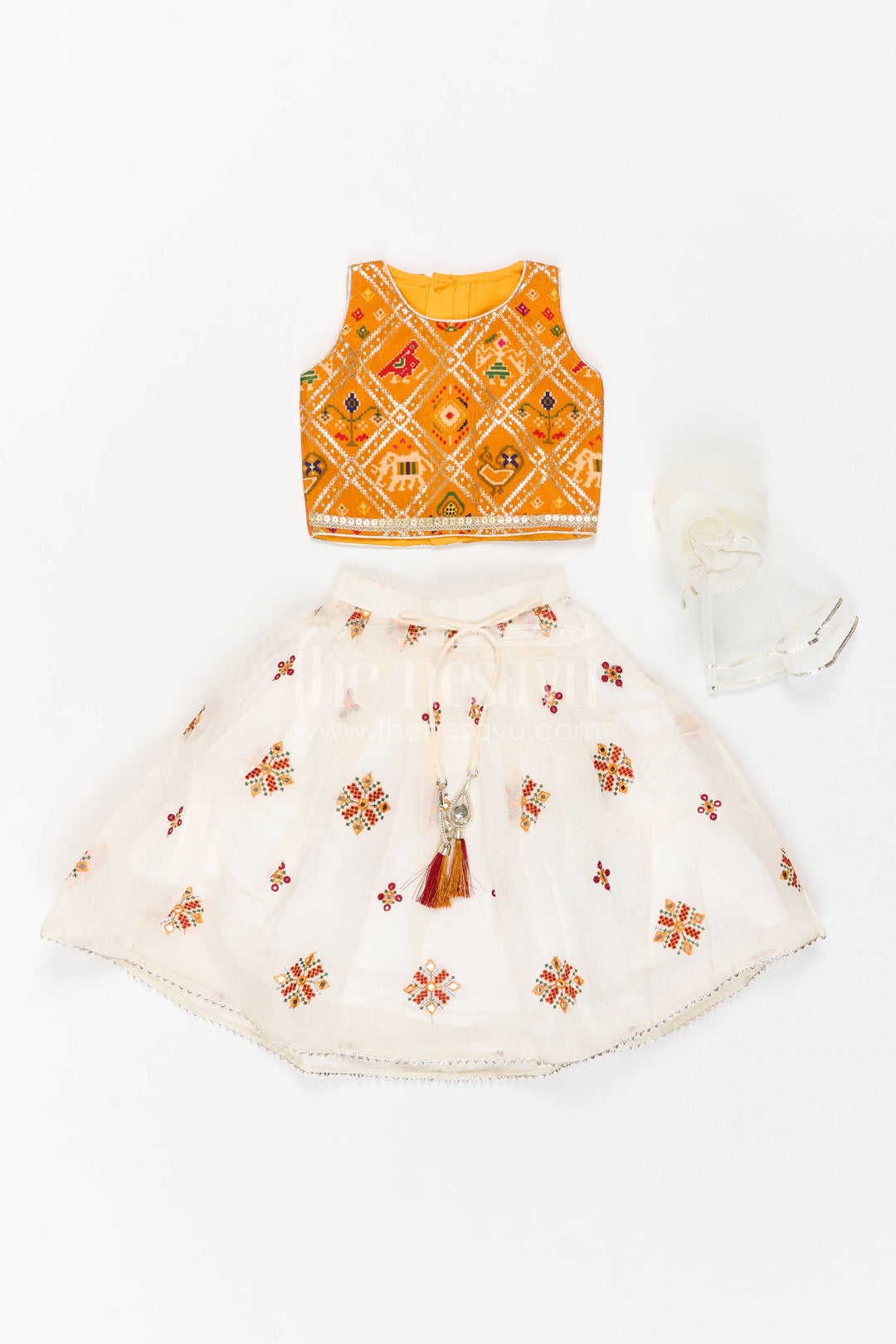 Kids Chaniya Choli in Orange for Milestone Days