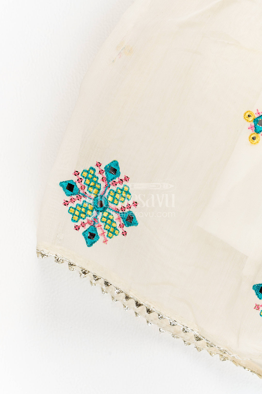 Girls Lehenga Choli in Turquoise with Thread Embroidery