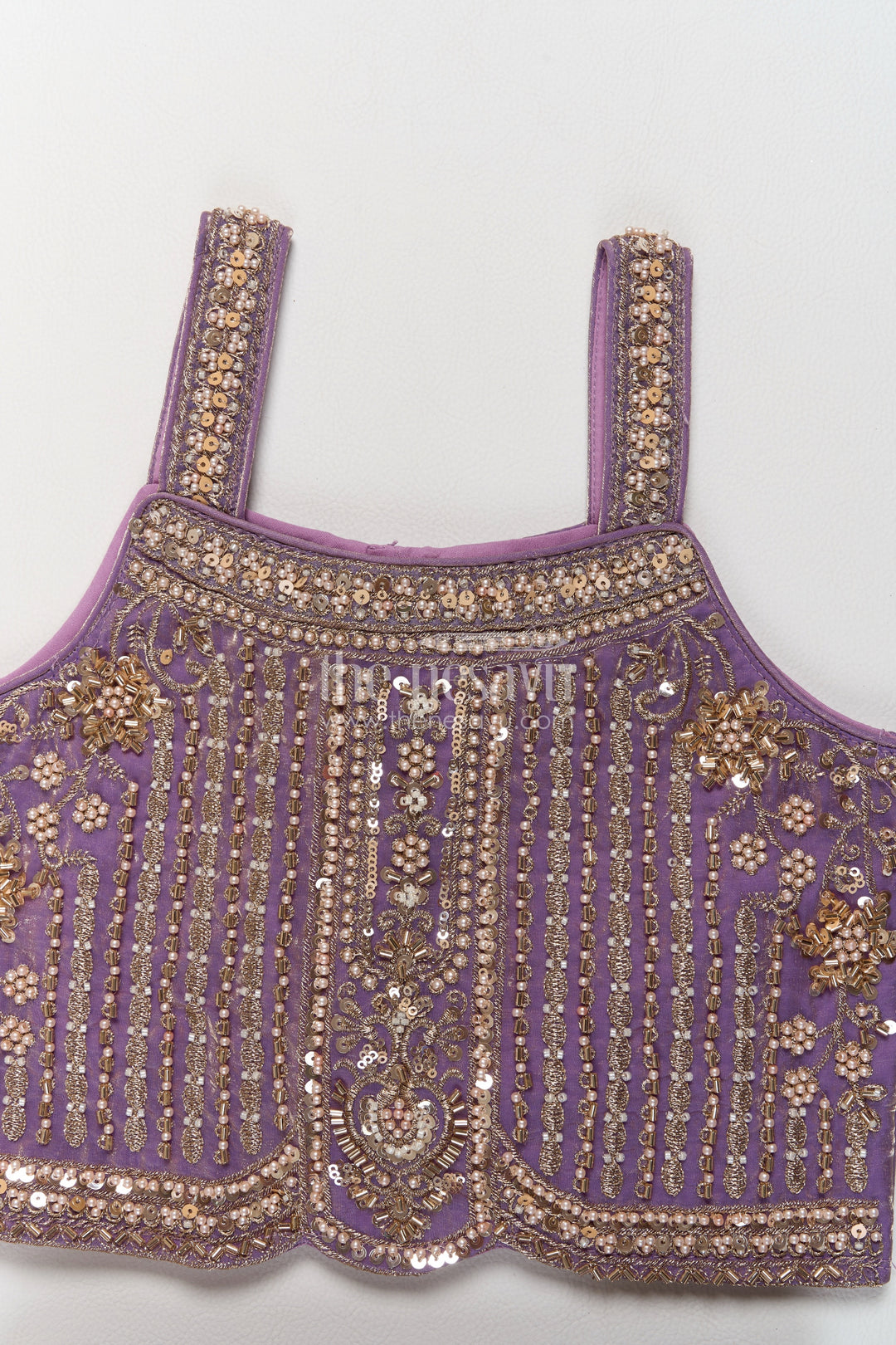 Girls Viscose Chinnon Silk Lehenga Choli in Purple with Floral Border