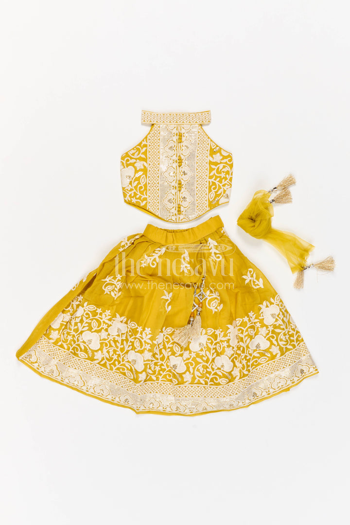 Girls Fancy Lehenga with Thread Embroidery for Family Functions