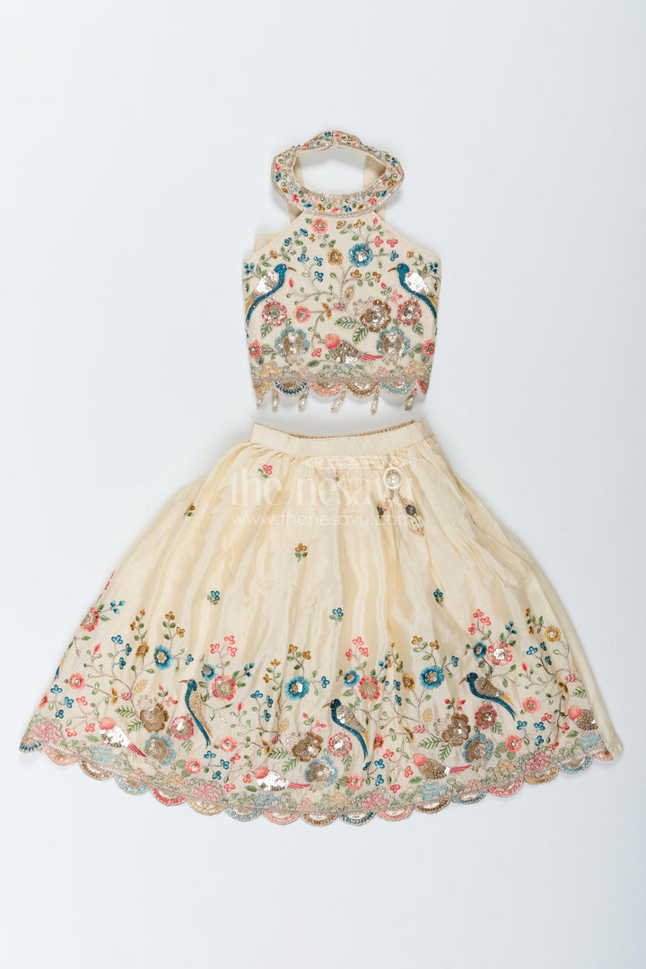 Kids Chaniya Choli in Off White for Celebrations and Photos