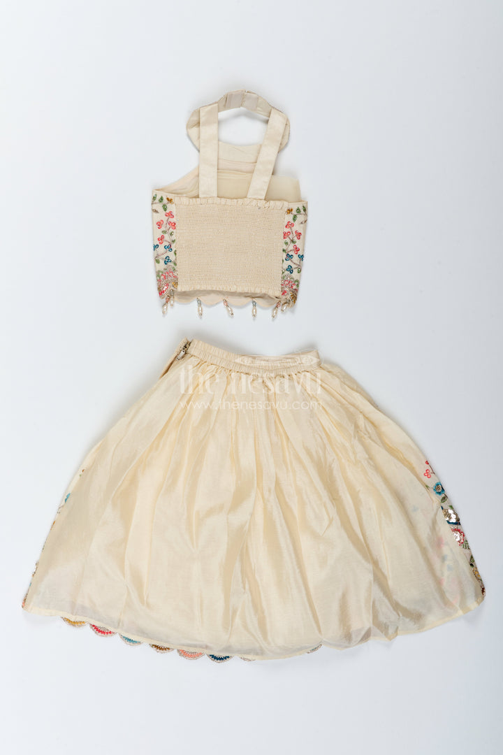 Kids Chaniya Choli in Off White for Celebrations and Photos