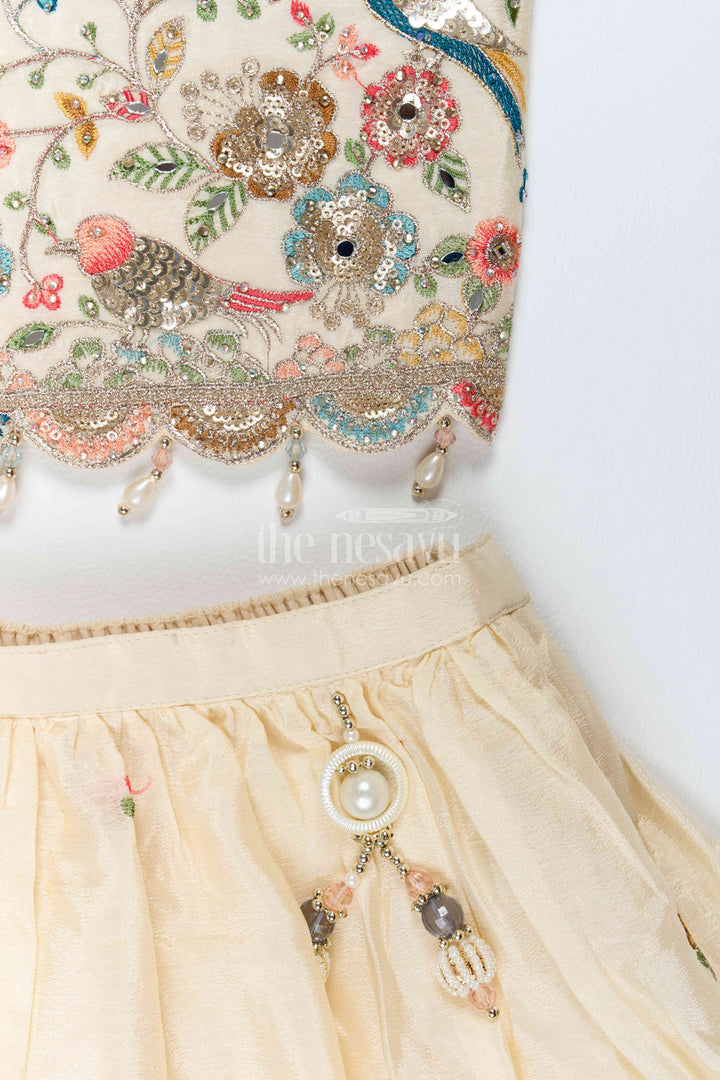 Kids Chaniya Choli in Off White for Celebrations and Photos