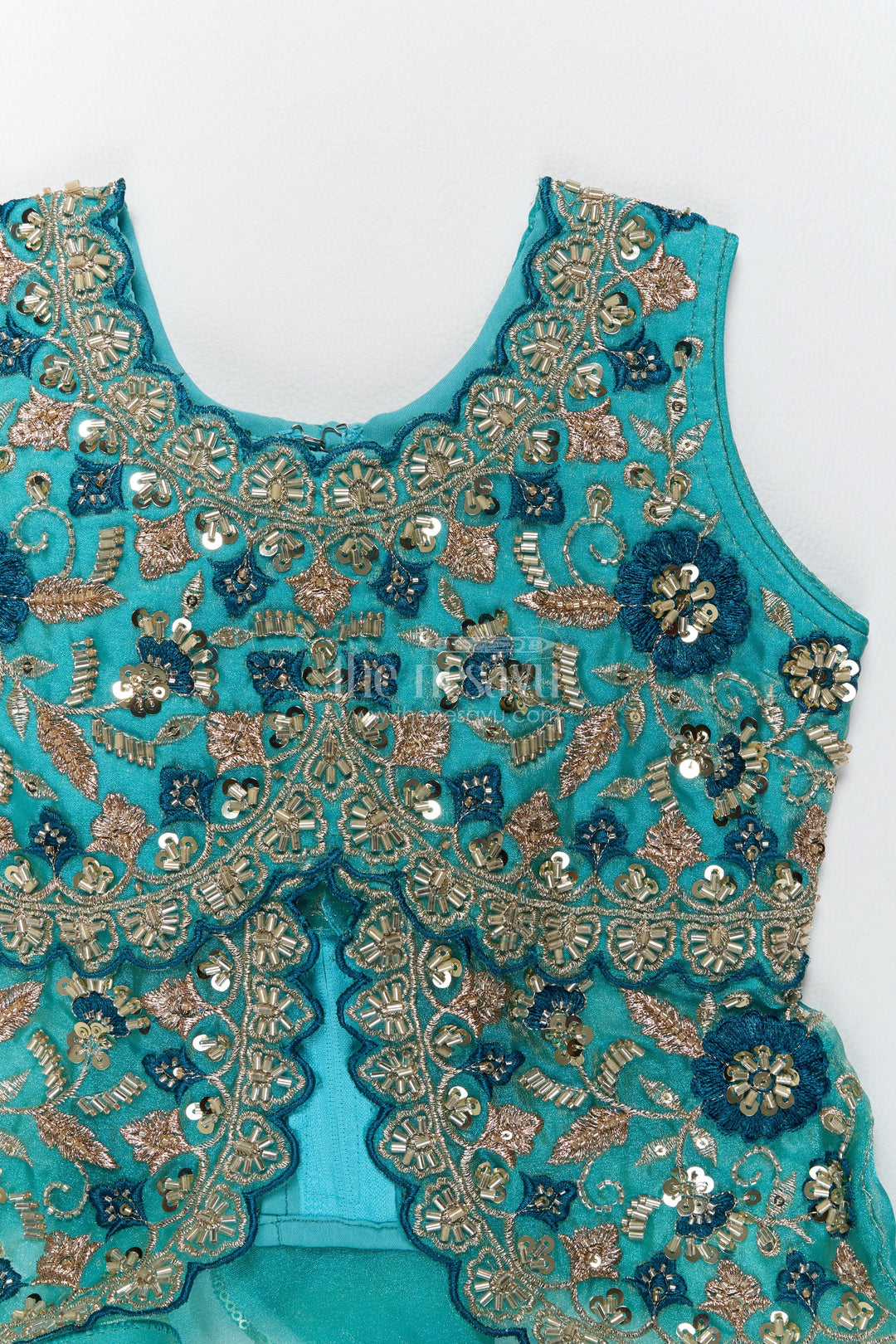 Girls Fancy Lehenga in Turquoise with Smart Tailoring