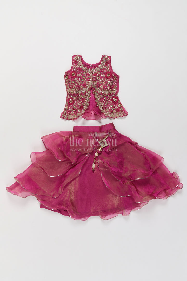 Kids Lehenga Set in Rani for Celebrations and Photos