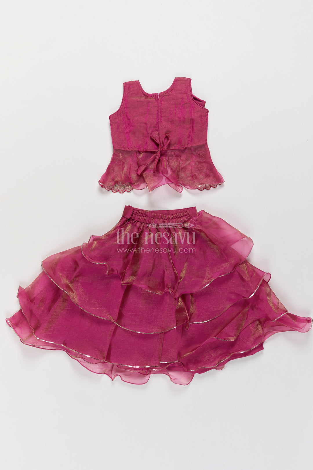 Kids Lehenga Set in Rani for Celebrations and Photos