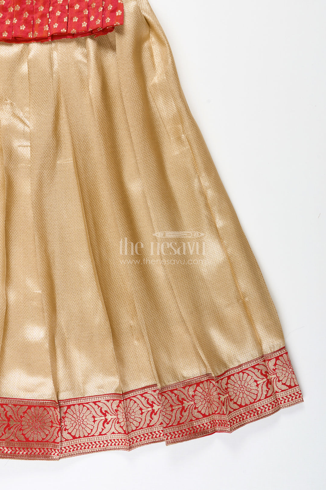 Girls Red And Gold Traditional Gown For Weddings And Temple Visits