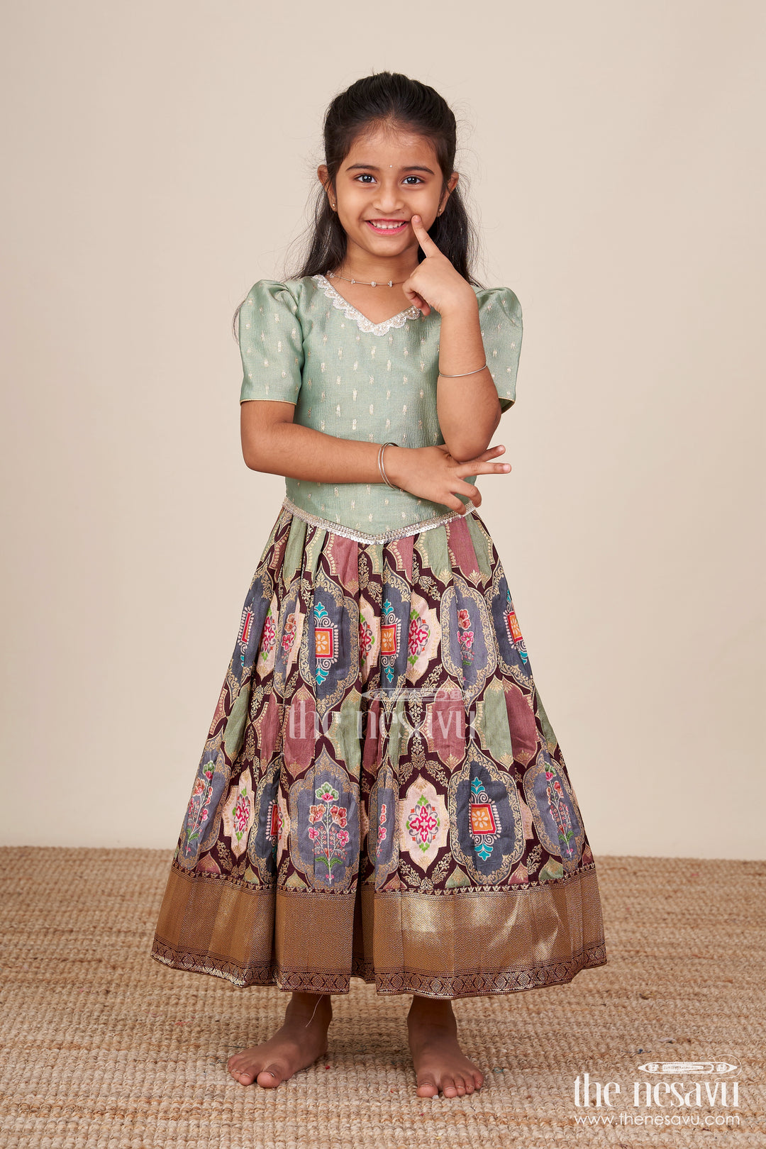 Baby girl pattu pavadai for naming ceremony and traditional wear