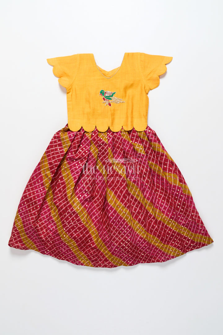 Baby girl cotton frock with patch yoke for festive dressing