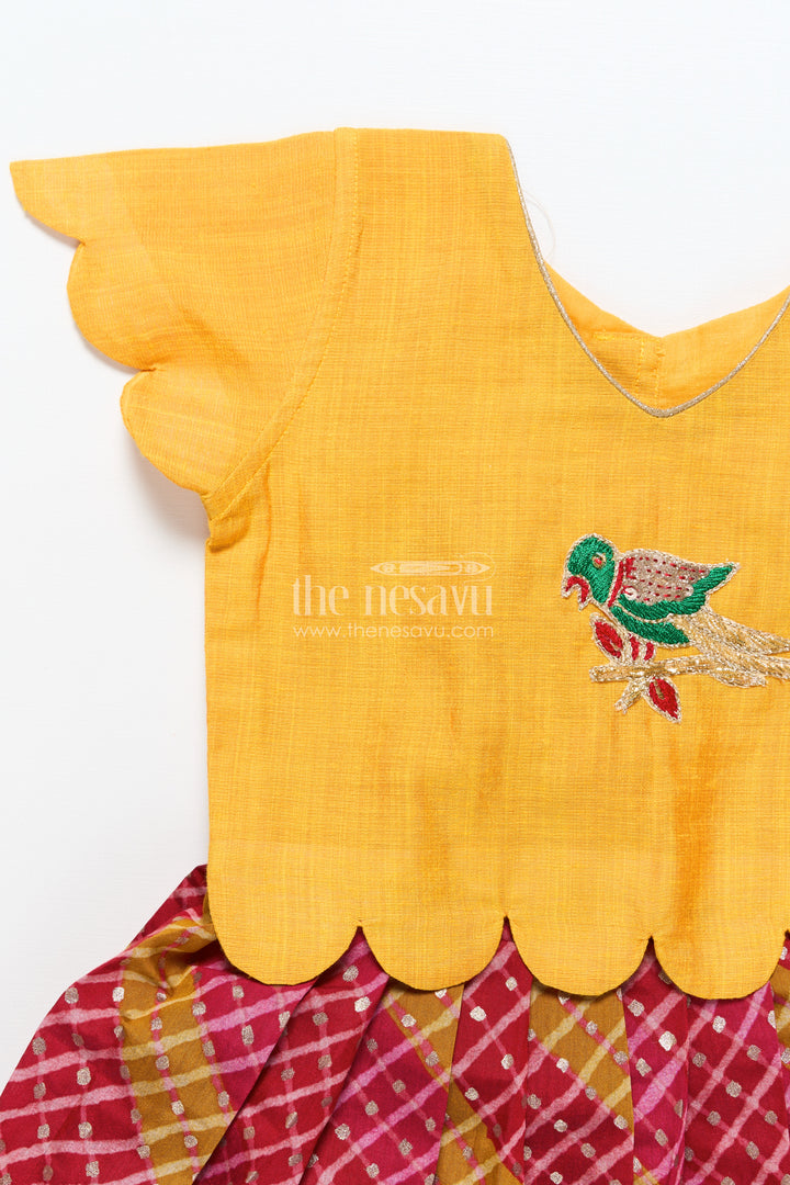 Baby girl cotton frock with patch yoke for festive dressing