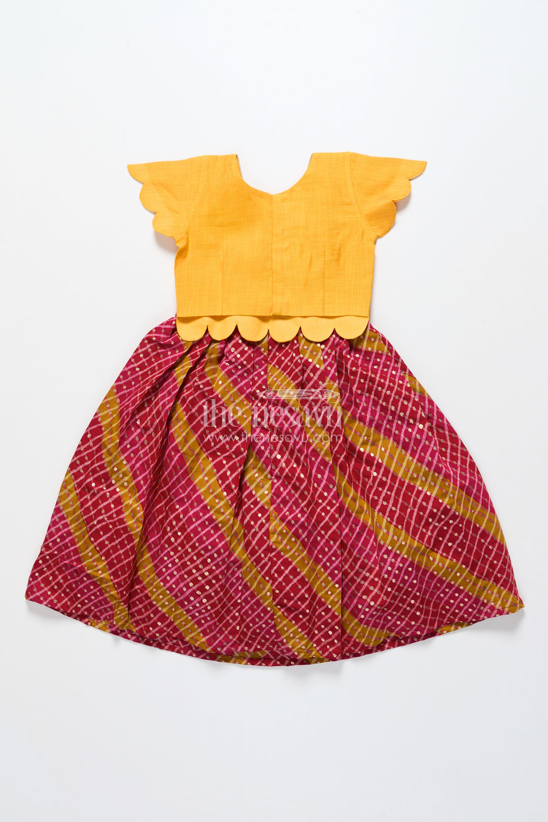 Baby girl cotton frock with patch yoke for festive dressing